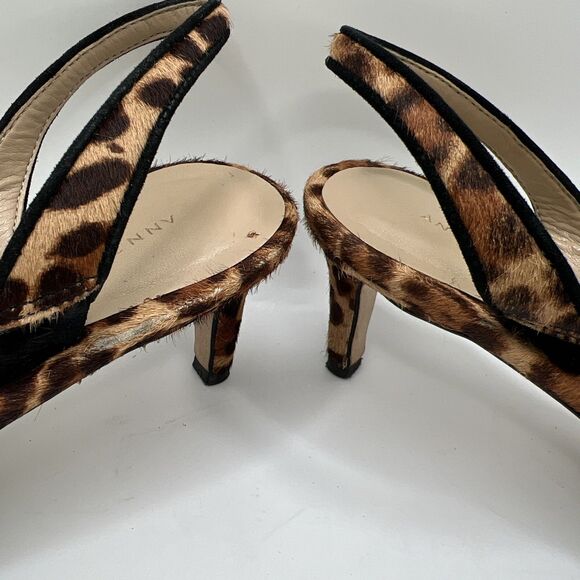 Ann Taylor Leopard Print Haircalf Slingback Pumps Size 7M Kitten Heel - Picture 8 of 14